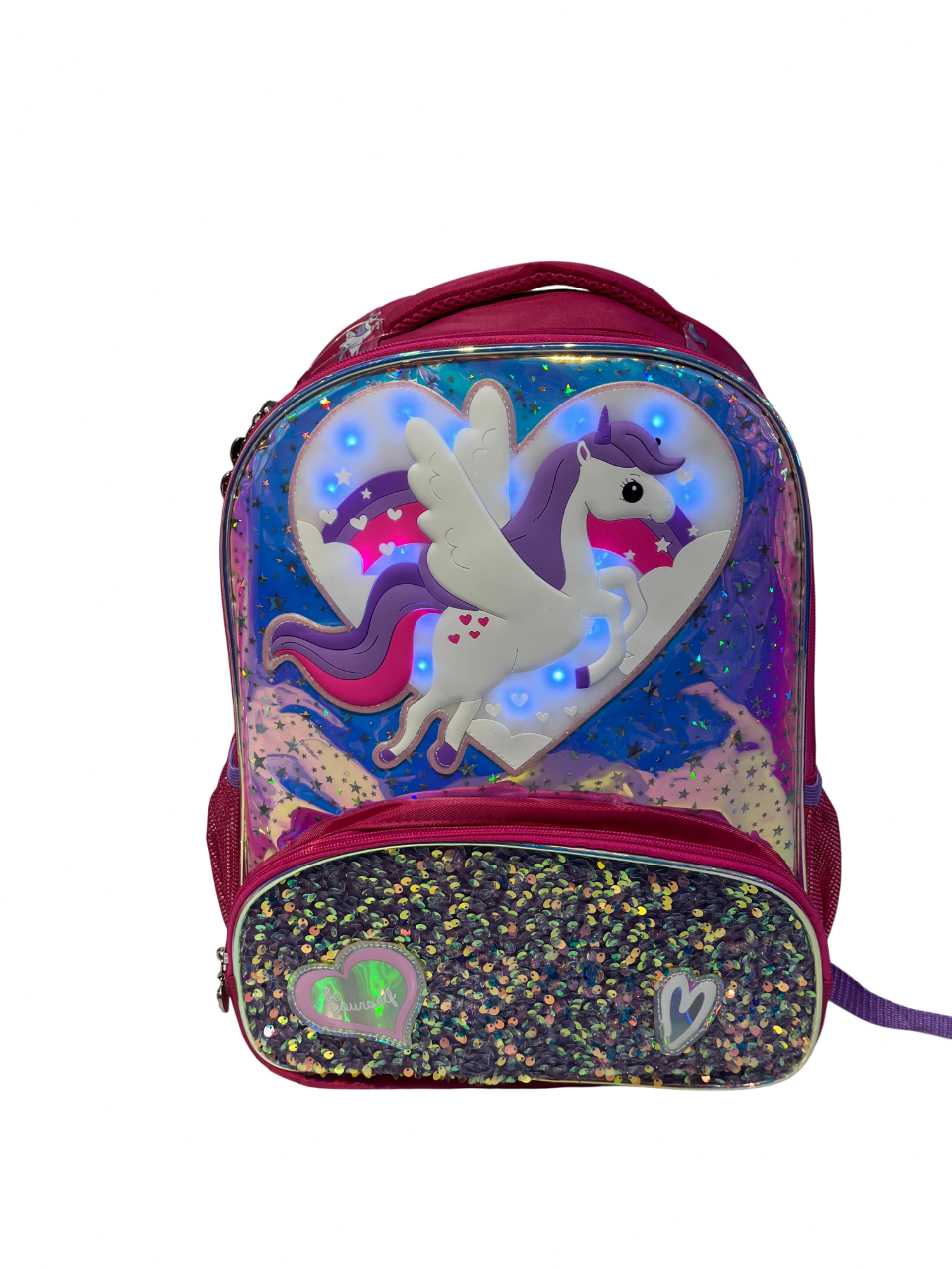 KIT 3 EN 1 MOCHILA PRIMARIA CON LUZ UNICORNIO GARCO