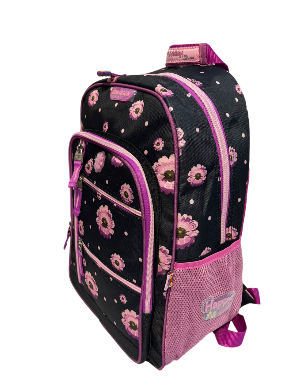 MOCHILA PRIMARIA MOD.HG66520-3 HAPPY GIRL FLOR MORADA CHENSON