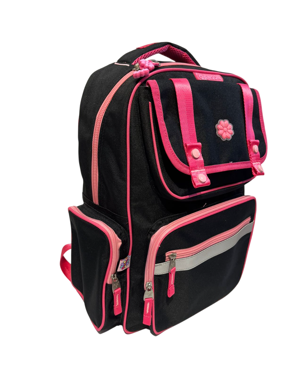 MOCHILA JUVENIL MOD.HG70204-3 HAPPY GIRL NEGRO-ROSA CHENSON