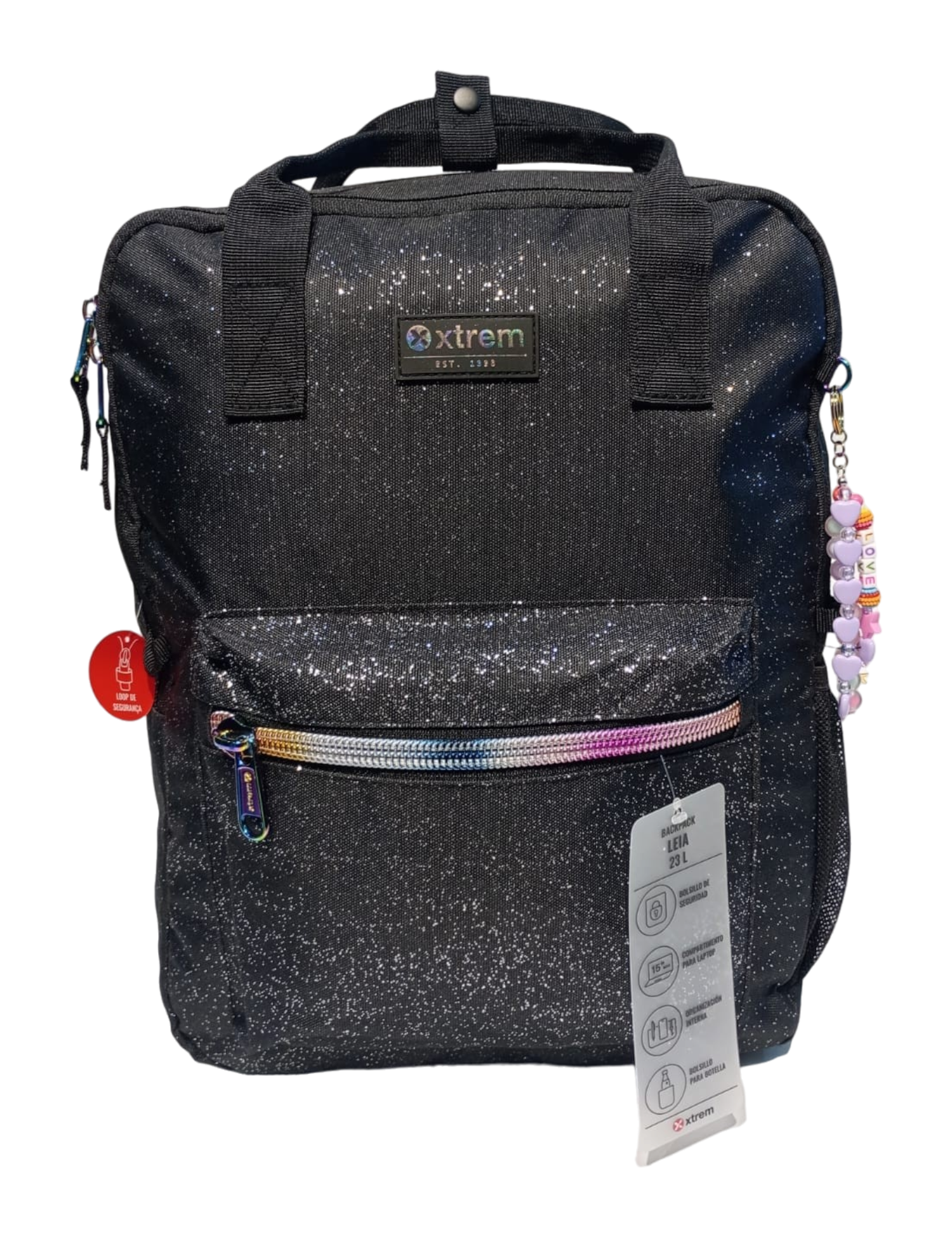 MOCHILA XTREM  MOD. LEIA 4XT  NEGRO GLITTER