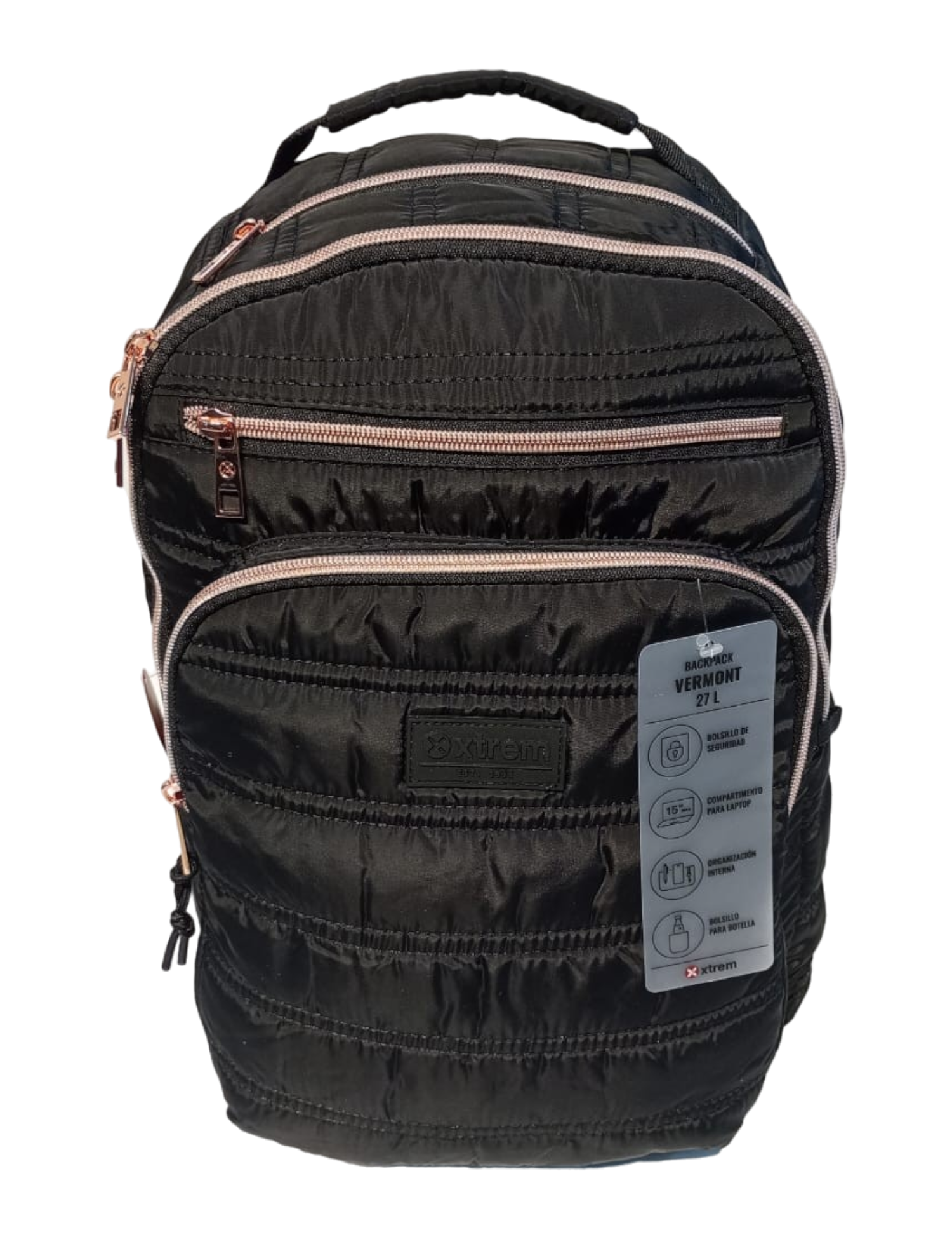 MOCHILAS XTREM MOD. VERMONT NEGRO/ROSA GOLD