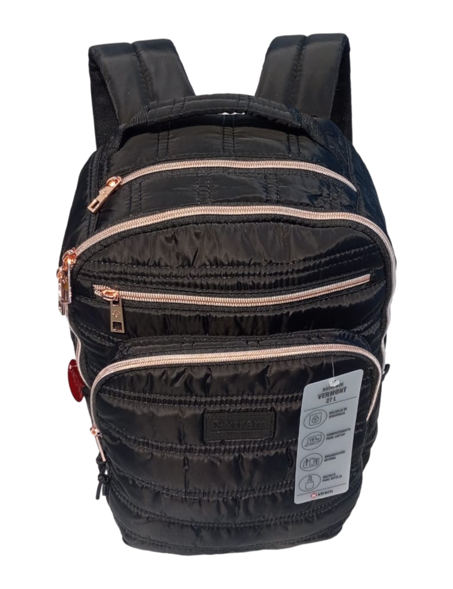 MOCHILAS XTREM MOD. VERMONT NEGRO/ROSA GOLD