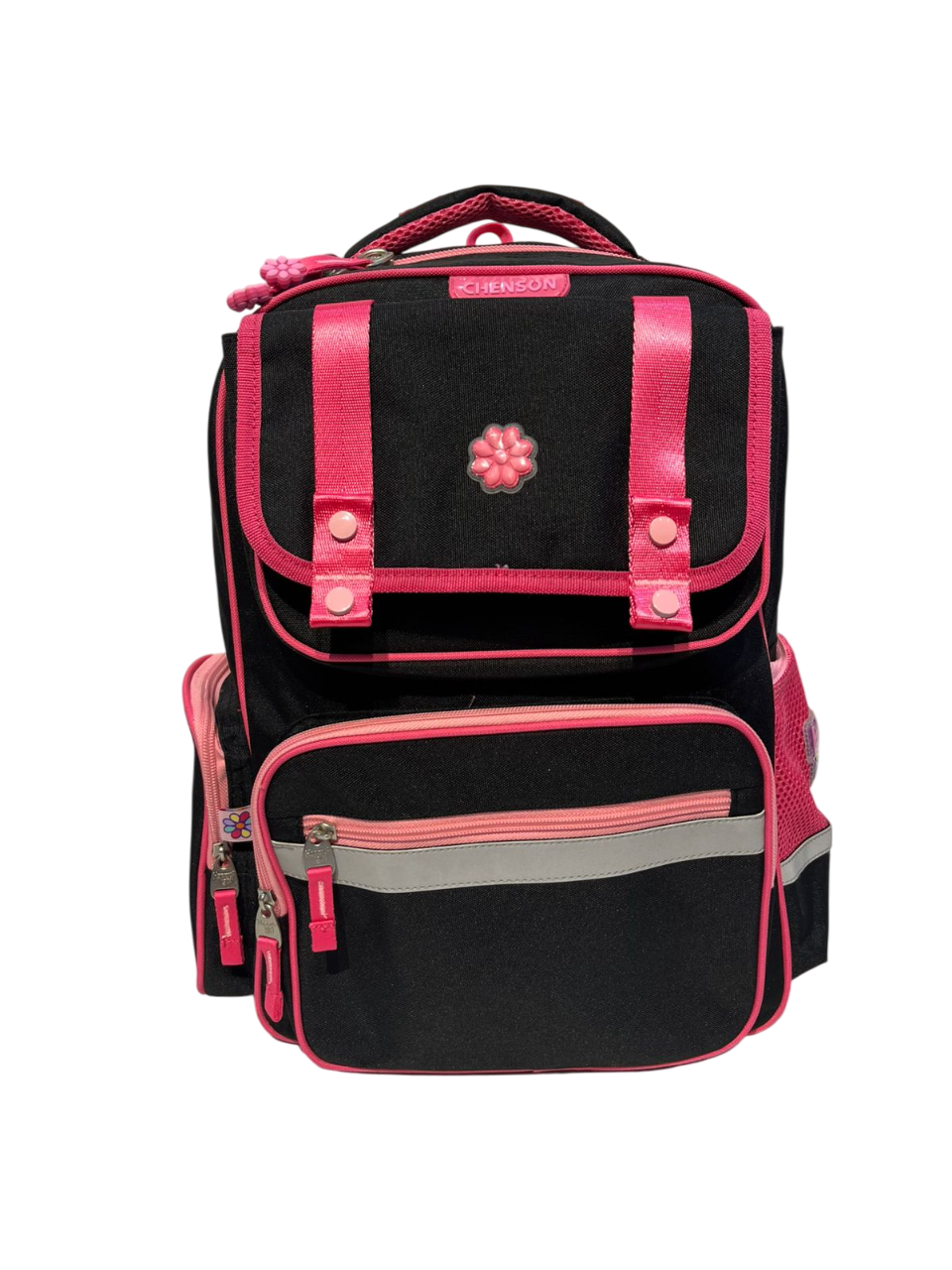 MOCHILA JUVENIL MOD.HG70204-3 HAPPY GIRL NEGRO-ROSA CHENSON