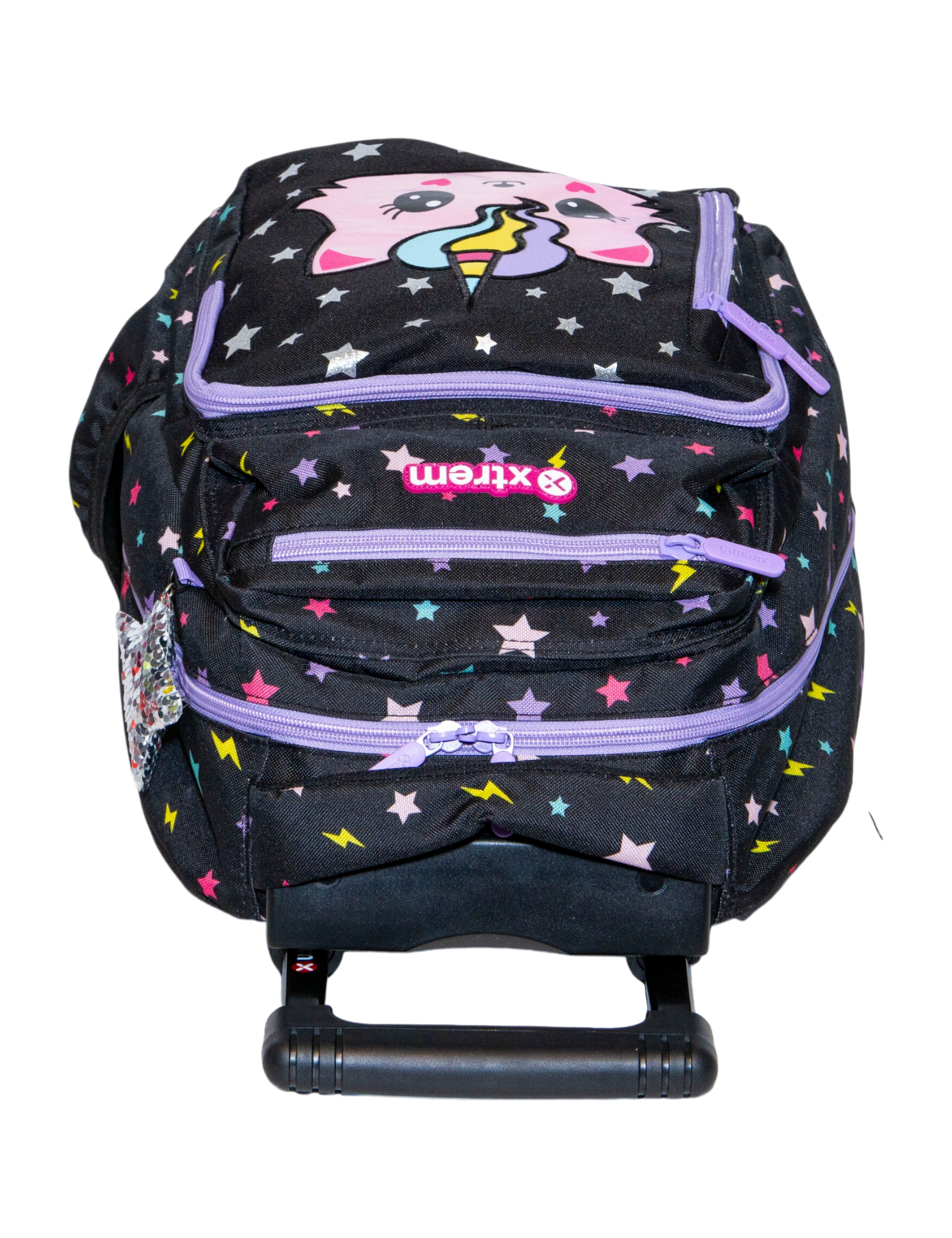 KIT PRIMARIA XTREM MOCHILA CON LLANTITAS, LONCHERA Y LAPICERA KITTY AND STARS