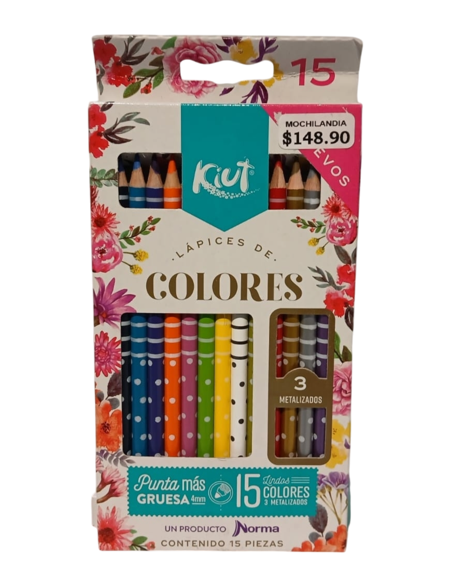 LÁPICES DE COLORES KIUT 15 PIEZAS